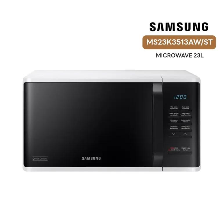 รีวิว Samsung MS23K3513AW ไมโครเวฟ 23 ลิตร กำลัง 800W ด้านในเซรามิก 10 ปี Steam ได้ ECO Mode ราคา 2,650 บาท อ่านสรุปข้อดี-ข้อเสียครบ จบก่อนซื้อ